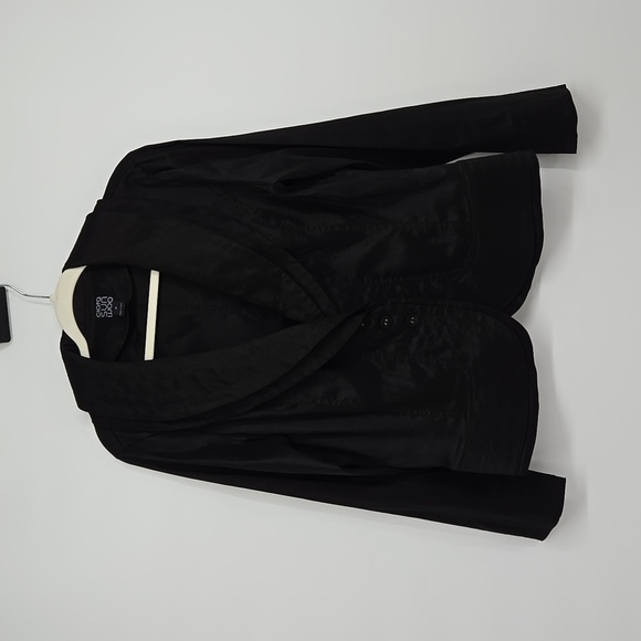 Cira Sun Woo Black Jacket Satin Plus Size Blazer Double Three Button Closure 1X - Picture 1 of 12